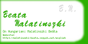 beata malatinszki business card