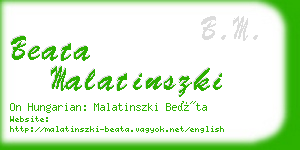 beata malatinszki business card